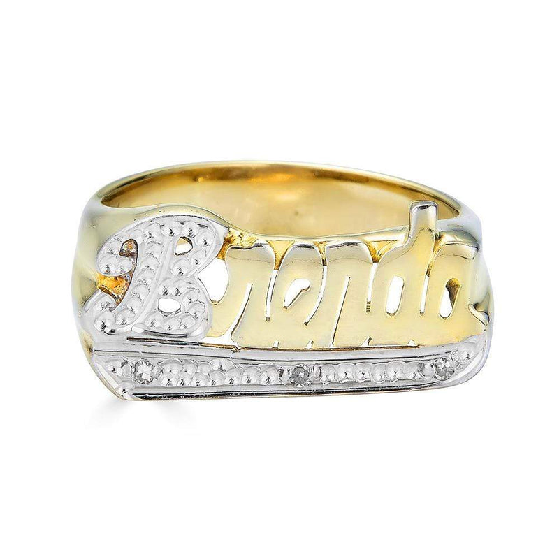 Ari&Lia Name Rings 18K Gold Over Silver Script Name Ring With Diamond Accent NR90623-GPSS