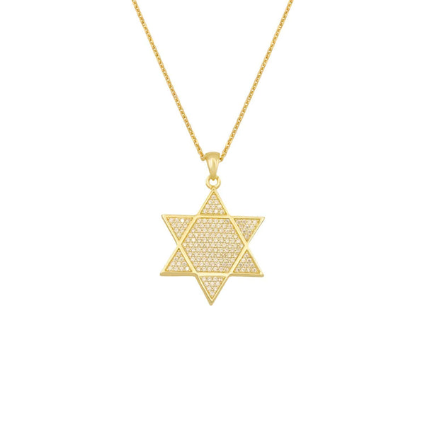 Ari&Lia PAPERCLIP COLLECTION 18K Gold Over Silver Star Of David Necklace with Cubic Zirconia 11021-SS