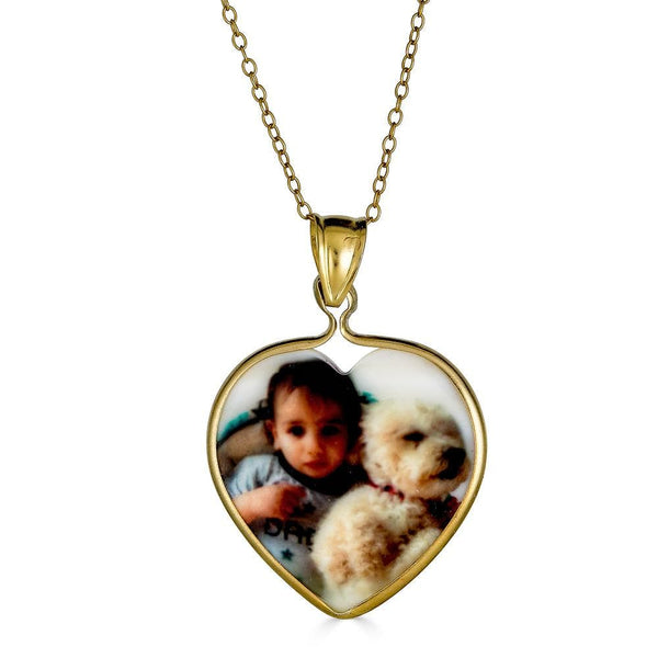 Ari&Lia Picture Pendants 18K Gold Over Silver Heart Shape Mother Of Pearl Picture Pendant C91109-GPSS