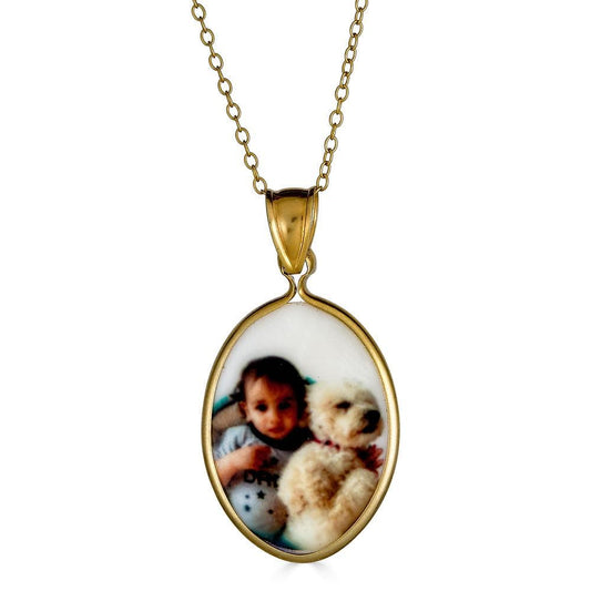 Ari&Lia Picture Pendants 18K Gold Over Silver Oval Mother Of Pearl Picture Pendant C91110-GPSS