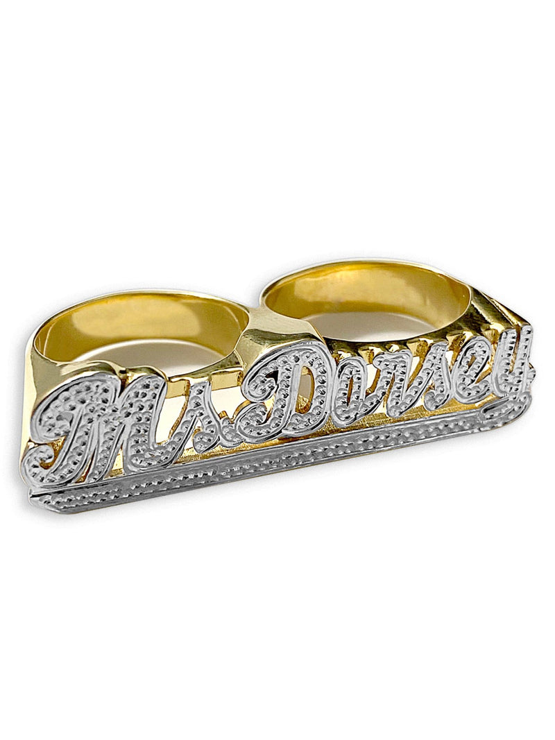 Ari&Lia RING 18K Gold Over Silver Two Finger Name Ring