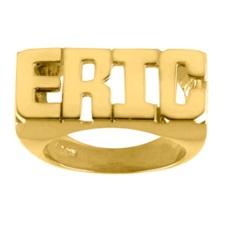 Ari&Lia Rings 18K Gold Over Silver Block High Polish Name ring NR90628-GPSS