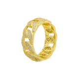 Ari&Lia Rings 18K Gold Over Silver Curb Ring with Cubic Zirconia 11021-GPSS