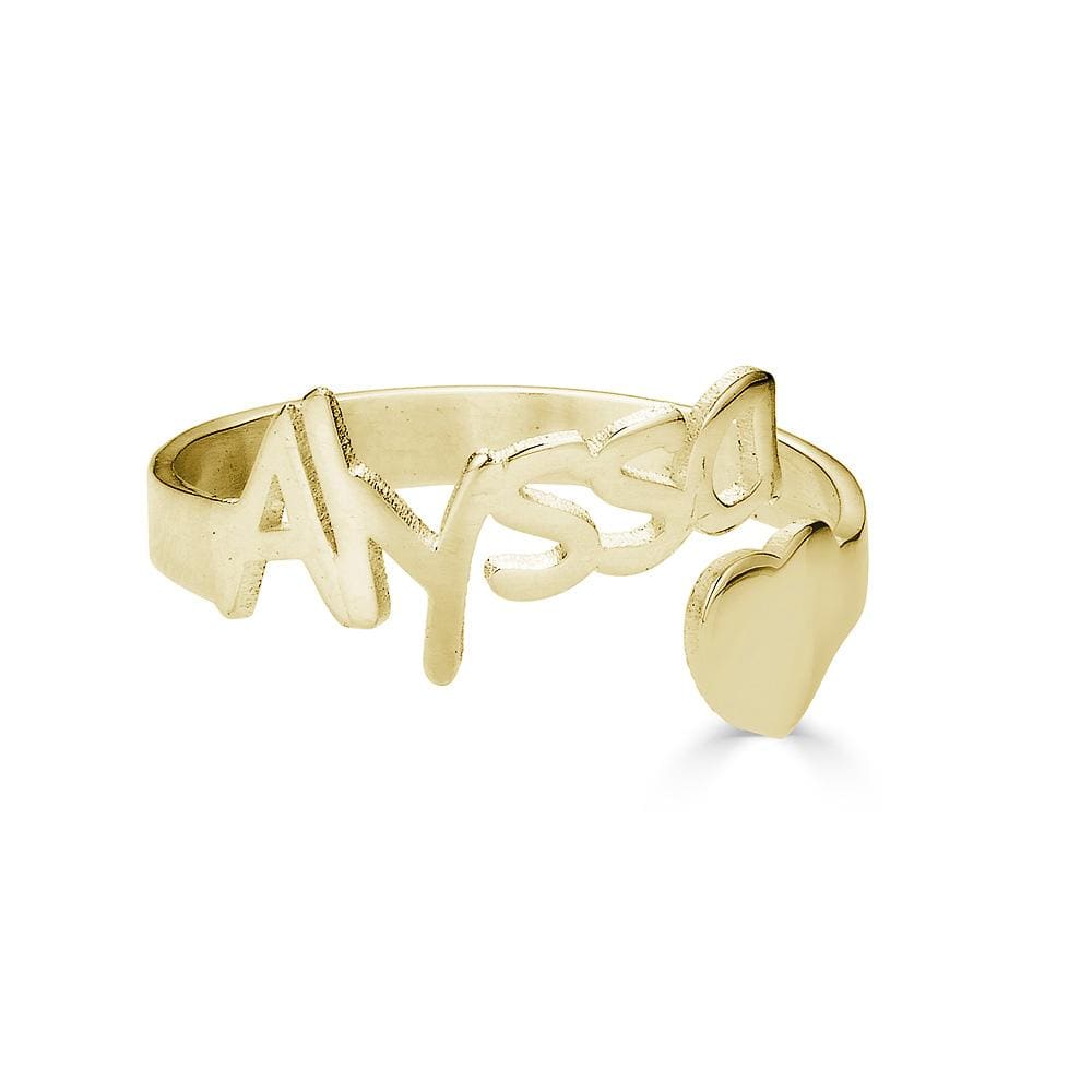 Ari&Lia Rings 18K Gold Over Silver Heart Name Ring NR0023-HRT-GPSS