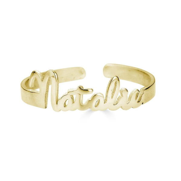 Ari&Lia Rings 18K Gold Over Silver Mini Script Name Ring With Open Back NR91689-GPSS