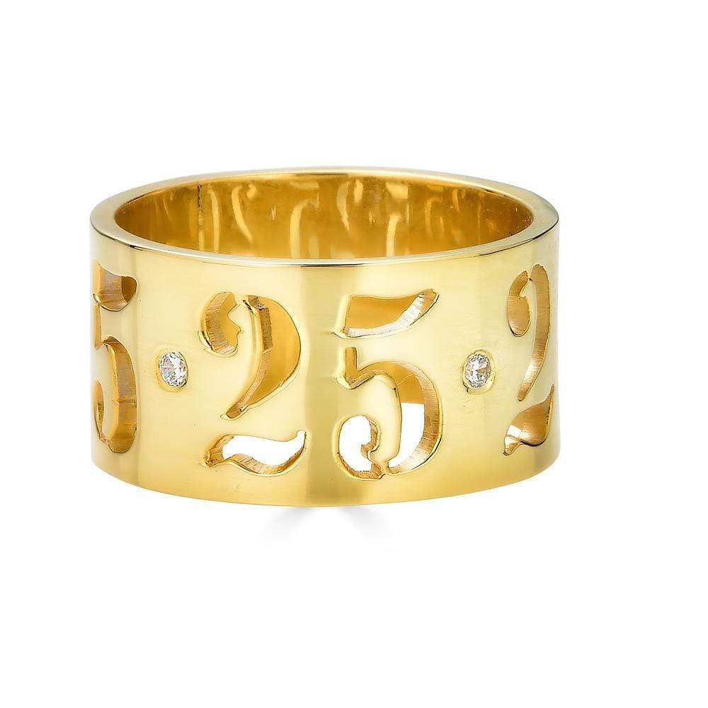 Ari&Lia Rings 18K Gold Over Silver Name Or Date Cut Out Ring 11017-GPSS