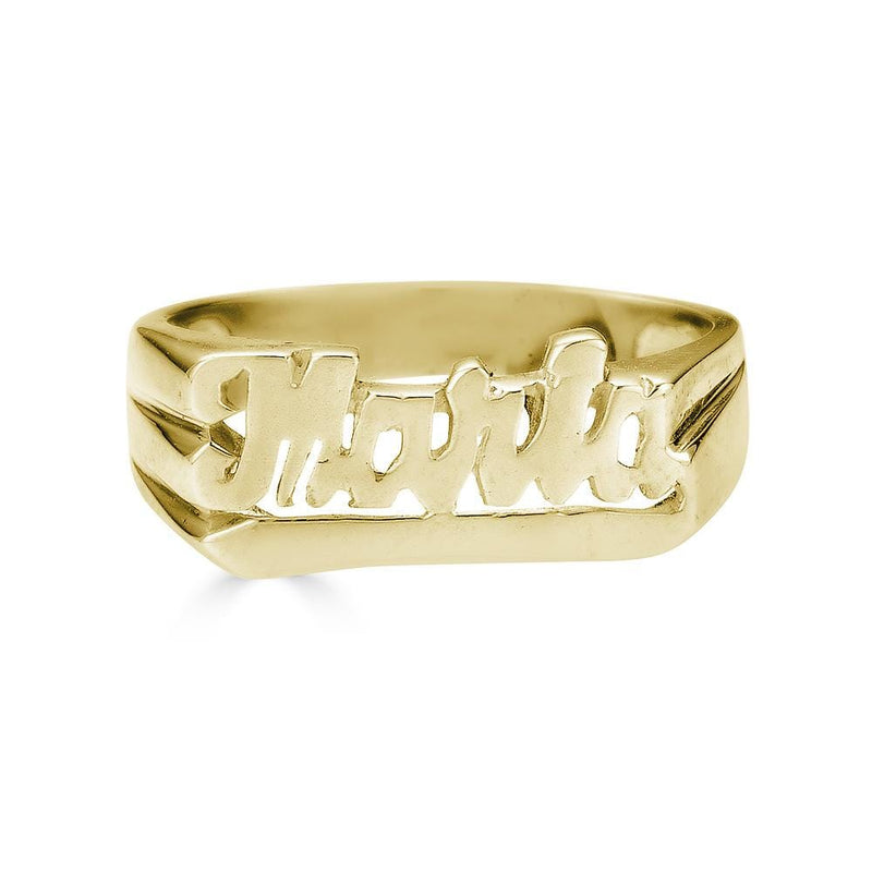 Ari&Lia Rings 18K Gold Over Silver Script High Polish Pinky Ring NR90627-GPSS