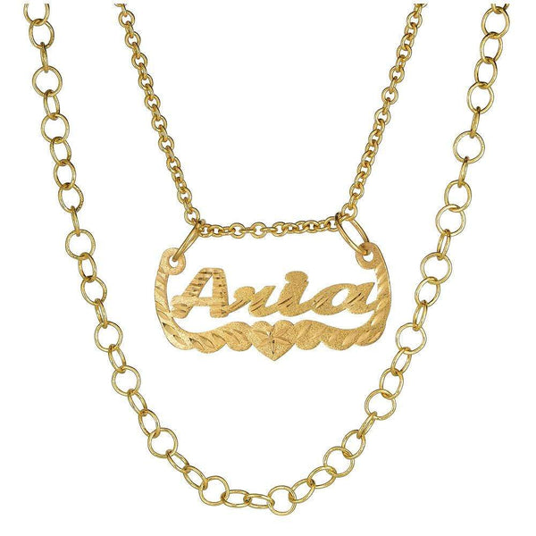 Ari&Lia Single 18K Gold Over Silver Celebrity Inspired Double Chain Name Necklace NP30572-GPSS