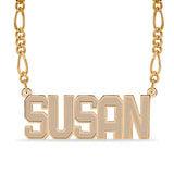 Ari&Lia Single 18K Gold Over Silver Single Block Name Necklace With Engraved Edges NP90470-GPSS