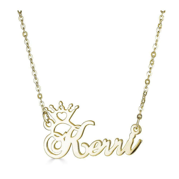 Ari&Lia Single 18K Gold Over Silver Single Crown High Polish Name Necklace NP30568-GPSS