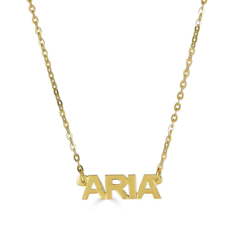 Ari&Lia Single & Trendy 18K Gold Over Silver Block Mini Name Necklace NP90043-BLOCK-GPSS