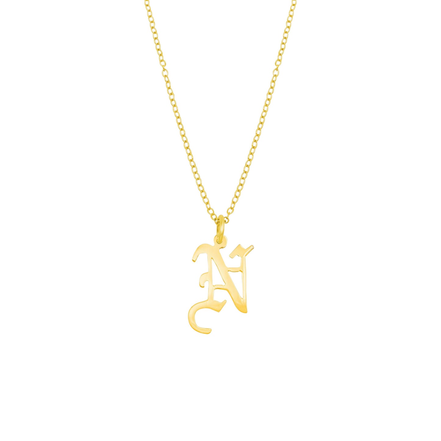 Ari&Lia Single & Trendy 18K Gold Over Silver Gothic Initial Necklace