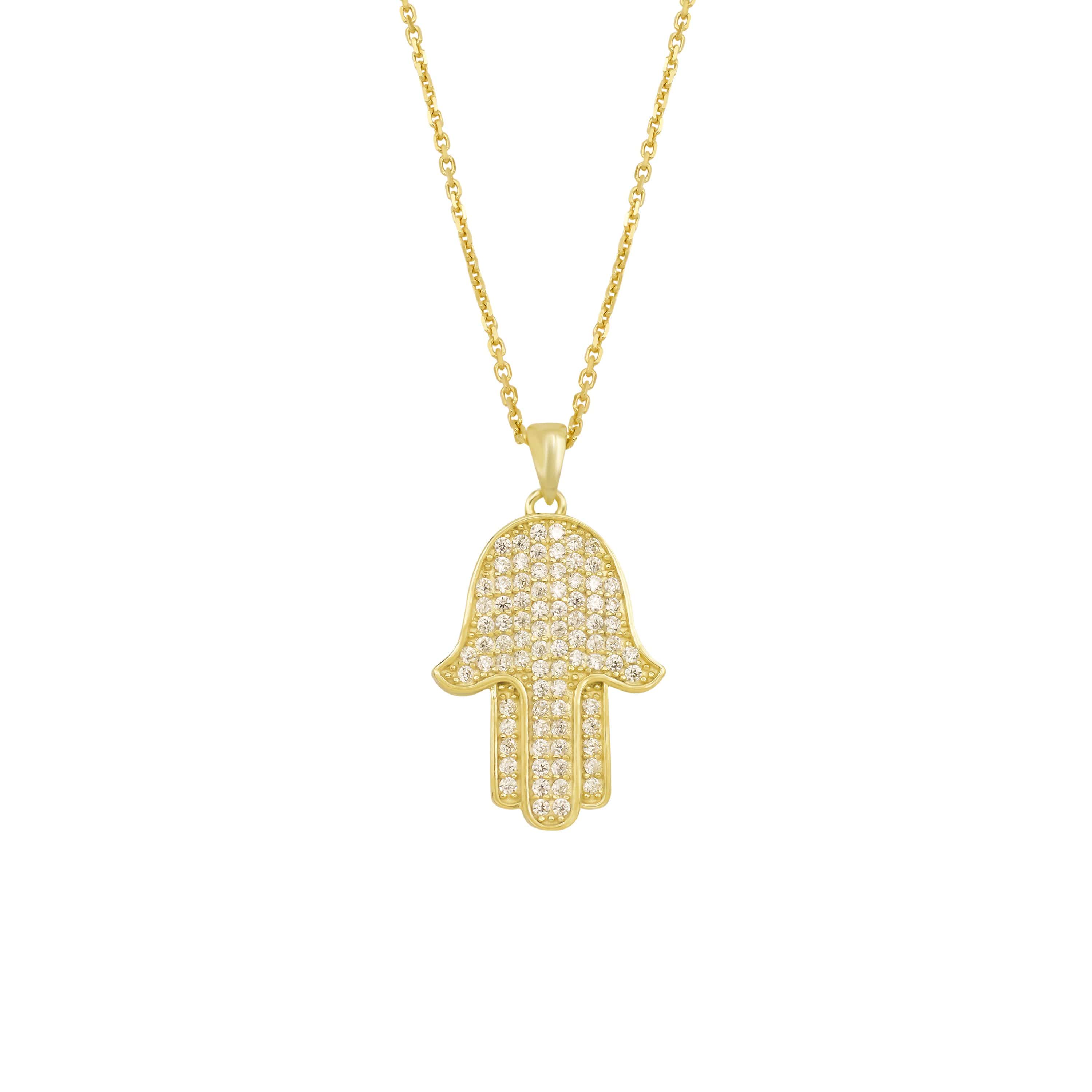 Ari&Lia Single & Trendy Sterling Silver Hamsa Pendant With Cubic Zirconia 11024-SS