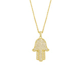 Ari&Lia Single & Trendy 18K Gold Over Silver Hamsa Pendant With Cubic Zirconia 11024-GPSS