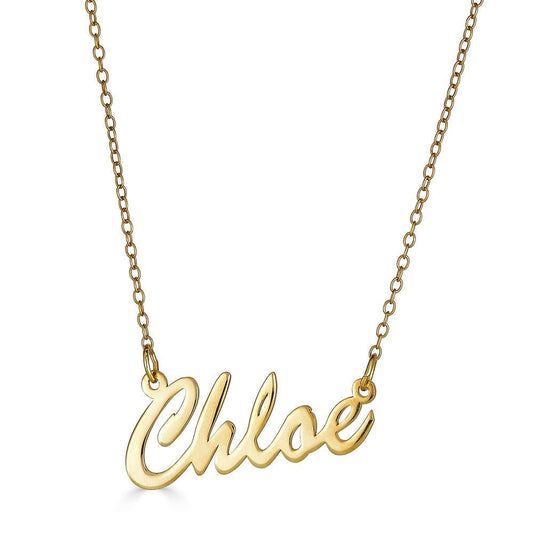 Ari&Lia Single & Trendy 18K Gold Over Silver Single High Polish Script Chloe NP30541-GPSS