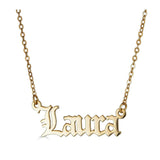 Ari&Lia Single & Trendy 18K Gold Over Silver Single Plated Gothic High Polish Name Necklace NP30578-GPSS