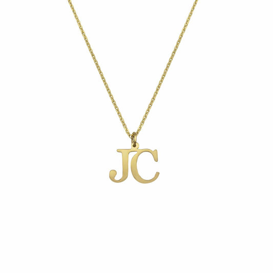 Ari&Lia Single & Trendy 18K Gold Over Silver Two Letter Block Initial Necklace NC30012 -GPSS