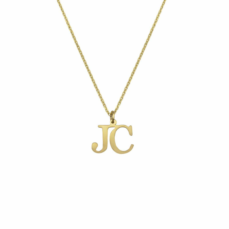 Ari&Lia Single & Trendy 18K Gold Over Silver Two Letter Block Initial Necklace NC30012 -GPSS