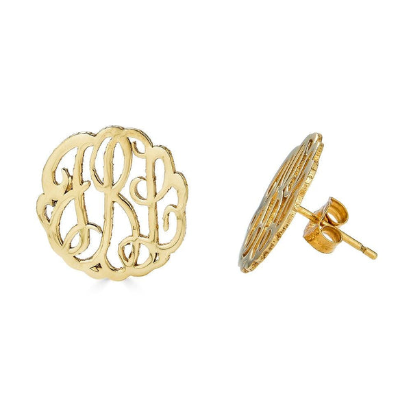 Ari&Lia Stud Earrings 18K Gold Over Silver Post Monogram Earrings 509-GPSS