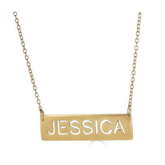 Ari&Lia Trendy 18K Gold Over Silver Cut Out Bar Necklace P5001-GPSS