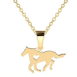 Ari&Lia Trendy 18K Gold Over Silver Horse Pendant With Cut Out Heart NP204-S-GPSS