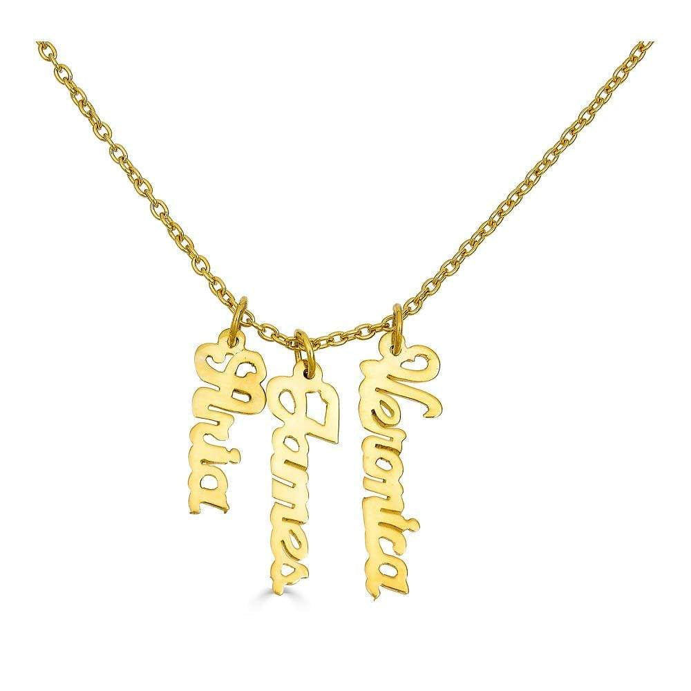 Ari&Lia Trendy 18K Gold Over Silver Script Vertical Mini Names P5003-SCRIPT-GPSS