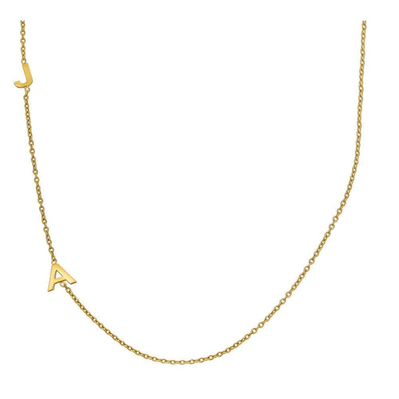 Ari&Lia Trendy 18K Gold Over Silver Vertical Initial Necklace NP90655-GPSS