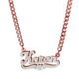 Ari&Lia CURB CHAINS 18K Rose Gold Over Silver Diamond Accent Double Plated Karen With Curb Chain NP90693-CURB-RG