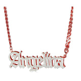 Ari&Lia CURB CHAINS 18K Rose Gold Over Silver Double Plated Gothic Name Necklace With Curb Chain NP30578-CURB-DBL-RG
