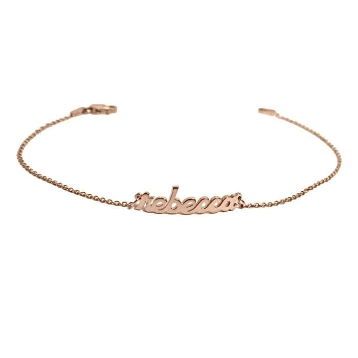 Ari&Lia Delicate 18K Rose Gold Over Silver Block Mini Name Bracelet NB90043-BLOCK-RG