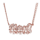 Ari&Lia Double Plated Necklaces 18K Rose Gold Over Silver Diamond Accent Double Name Necklace With Curb Chain 08Q4031-CURB-RG