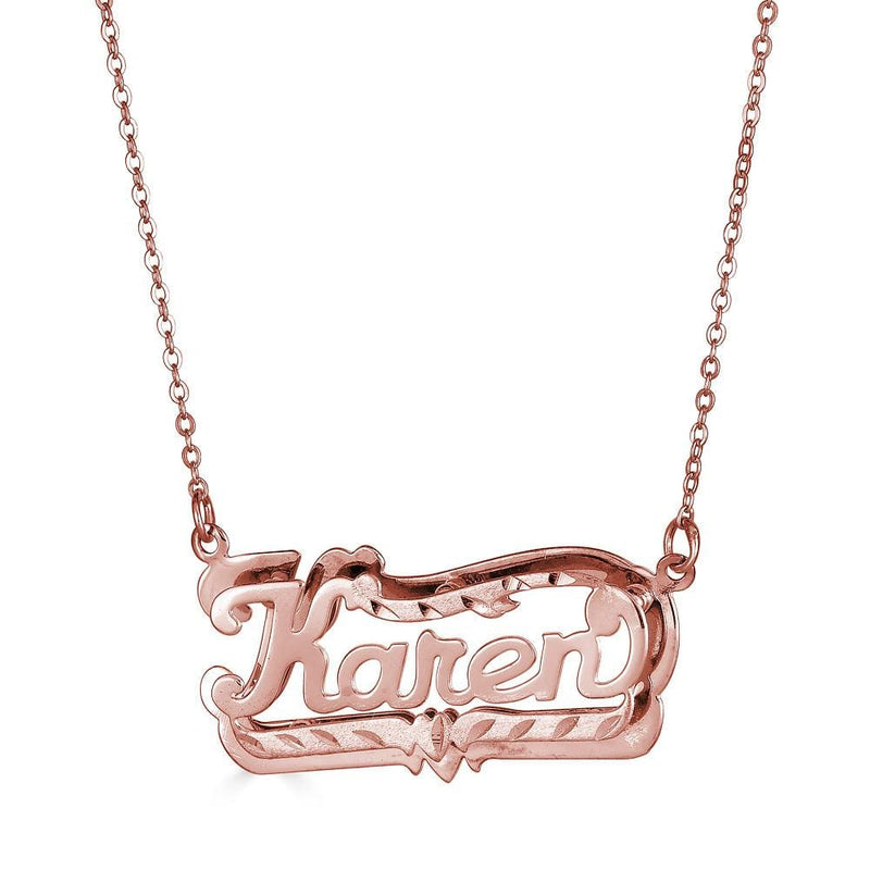 Ari&Lia Double Plated Necklaces 18K Rose Gold Over Silver Diamond Cut Double Plated Name Necklace NP80047-RG