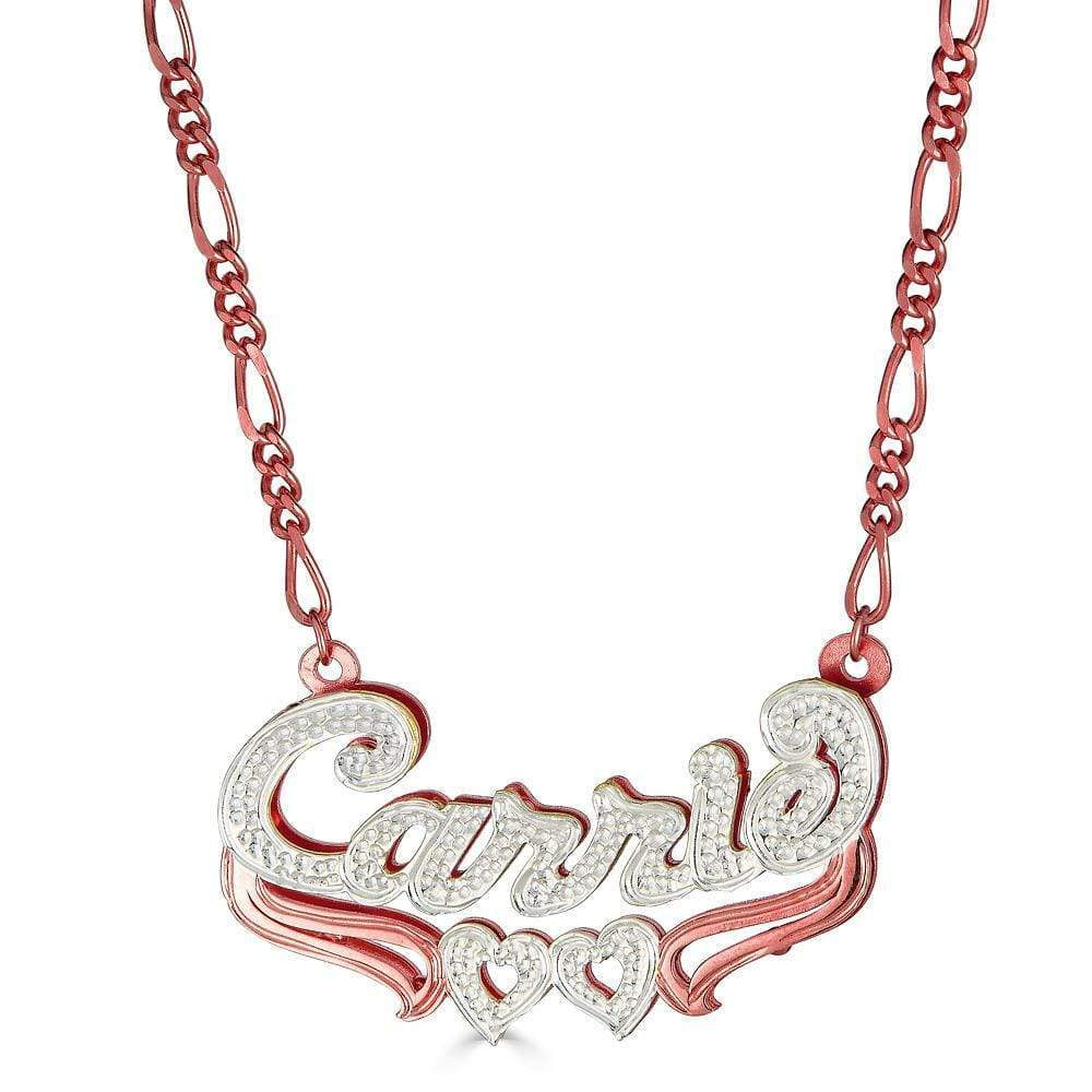 Ari&Lia Double Plated Necklaces 18K Rose Gold Over Silver So New York Double Plated With Double Heart Underline NP30526-RG