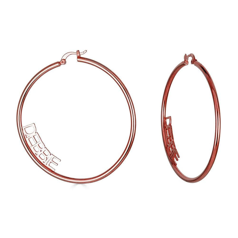 Ari&Lia Hoop Earrings 18K Rose Gold Over Silver Block Letter Inside Hoop Name Earrings NE91368-RG