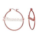 Ari&Lia Hoop Earrings 18K Rose Gold Over Silver Script Hoop Name Earrings NE90021-BRS-RG