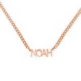 Ari&Lia MENS 18K Rose Gold Over Silver Single Block Name Necklace with Curb Chain