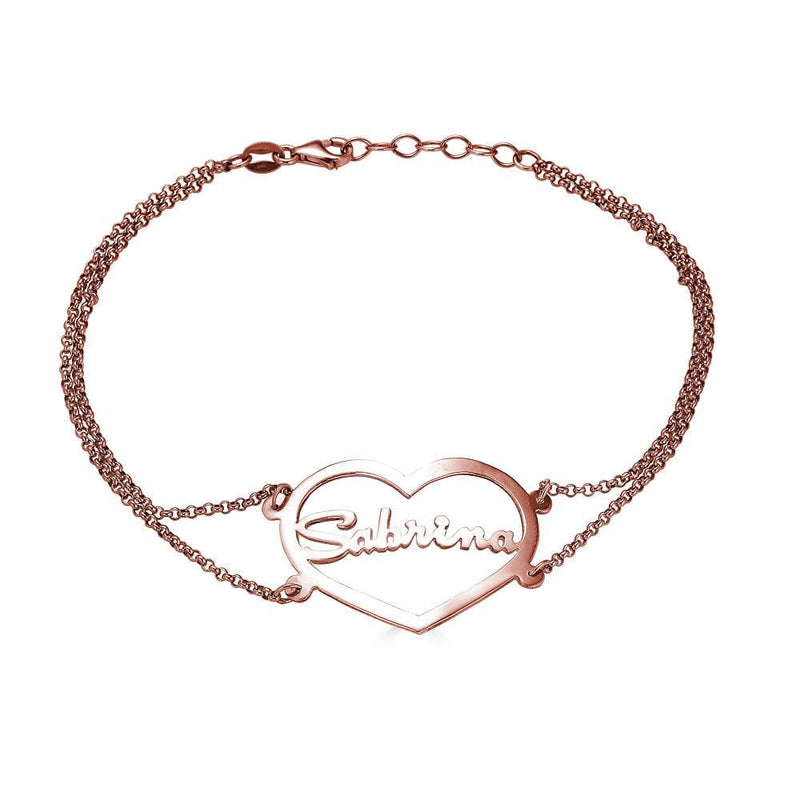 Ari&Lia Name Bracelet 18K Rose Gold Over Silver Heart Name Bracelet NB91695-RG
