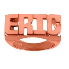 Ari&Lia Rings 18K Rose Gold Over Silver Block High Polish Name ring NR90628-RG