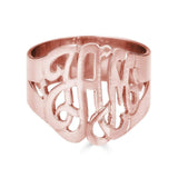 Ari&Lia Rings 18K Rose Gold Over Silver Script Monogram Ring 1334-RG