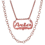 Ari&Lia Single 18K Rose Gold Over Silver Celebrity Inspired Double Chain Name Necklace NP30572-RG