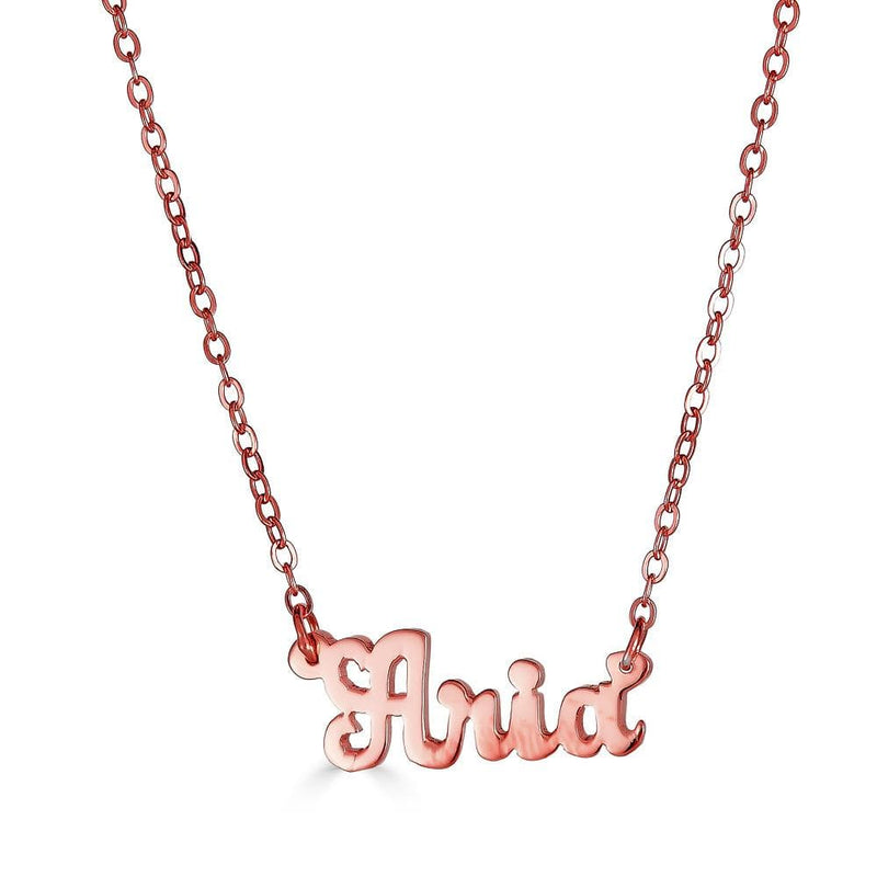 Ari&Lia Single & Trendy 18K Rose Gold Over Silver Script Mini Name Necklace NP90043-SCRIPT-RG