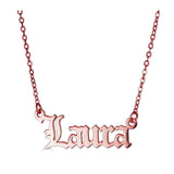 Ari&Lia Single & Trendy 18K Rose Gold Over Silver Single Plated Gothic High Polish Name Necklace NP30578-RG