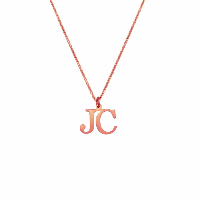 Ari&Lia Single & Trendy 18K Rose Gold Over Silver Two Letter Block Initial Necklace NC30012 -RG