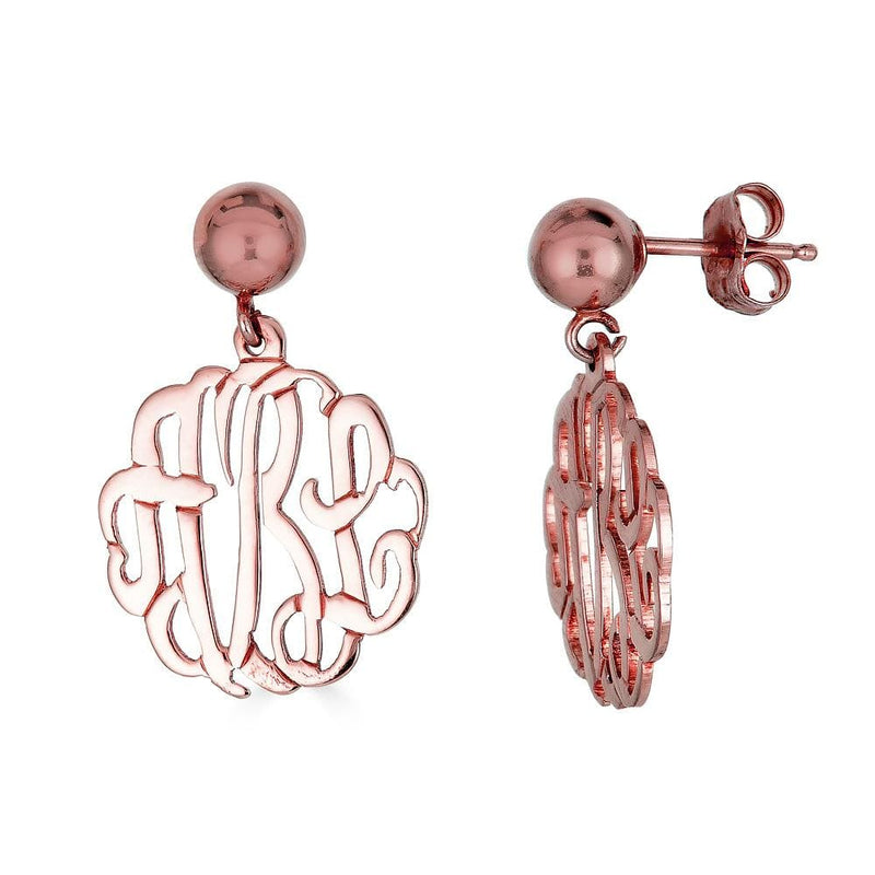 Ari&Lia Stud Earrings 18K Rose Gold Over Silver Ball Post Monogram Earrings 519-BALL POST-RG