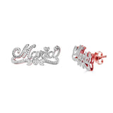Ari&Lia Stud Earrings 18K Rose Gold Over Silver Double Plated Script Stud Name Earrings NE90594-RG