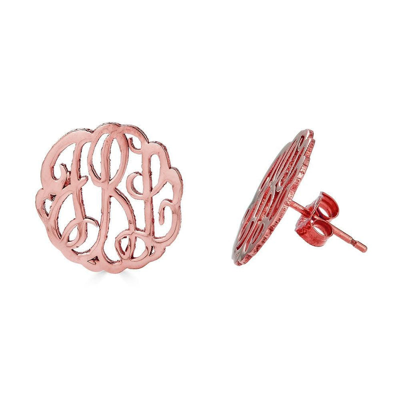 Ari&Lia Stud Earrings 18K Rose Gold Over Silver Post Monogram Earrings 509-RG