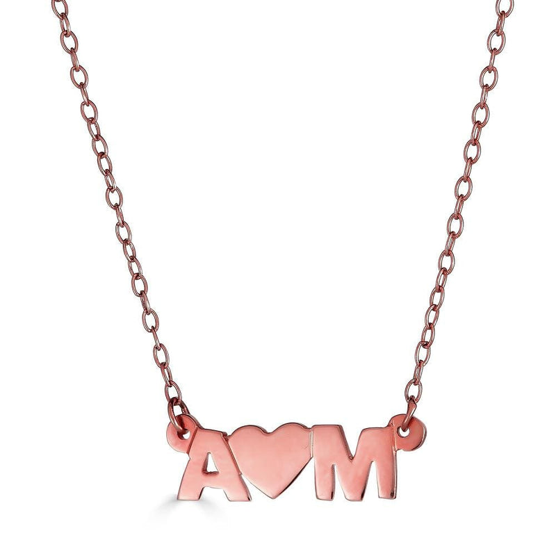 Ari&Lia Trendy 18K Rose Gold Over Silver Initial Heart Initial Necklace NP10074-RG