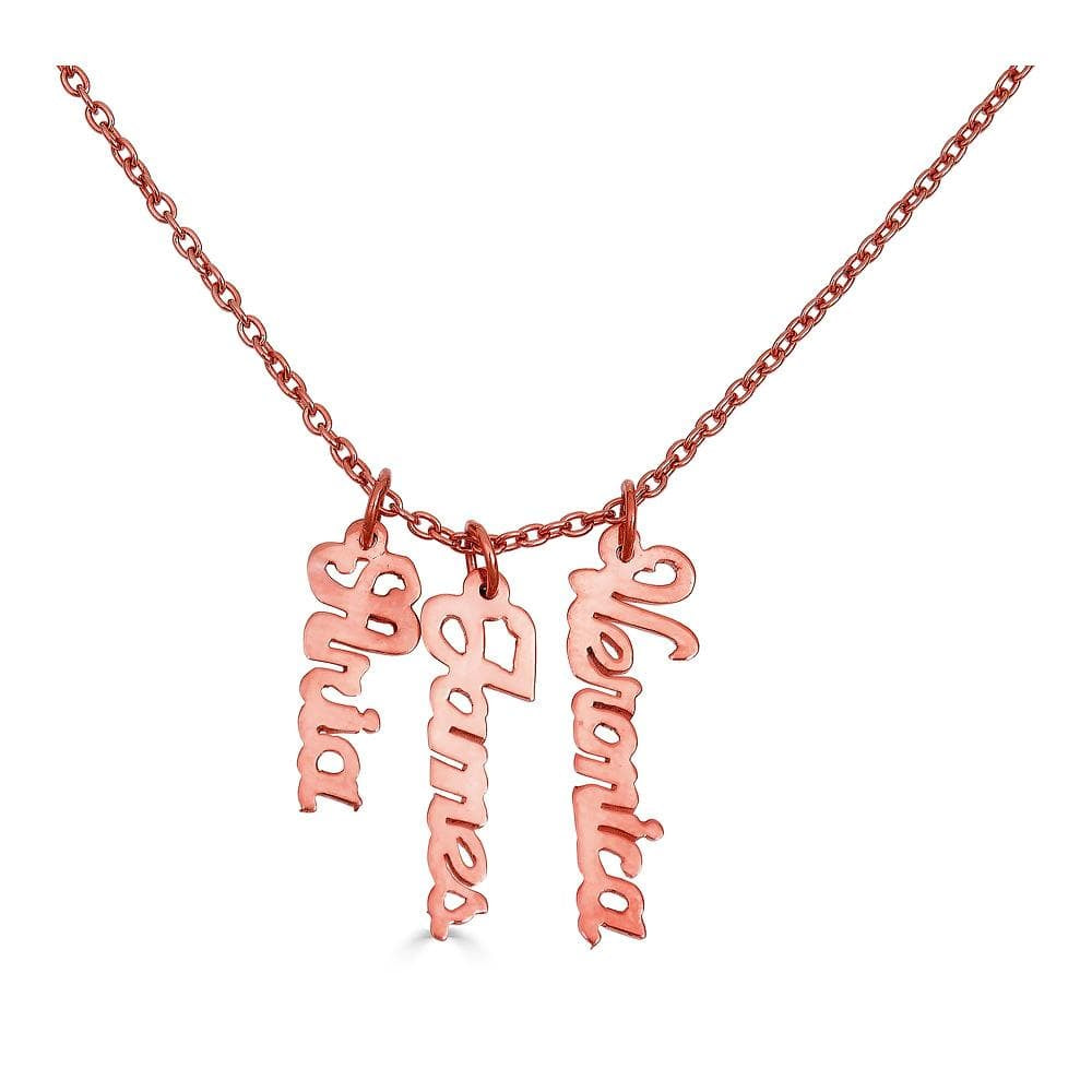 Ari&Lia Trendy 18K Rose Gold Over Silver Script Vertical Mini Names P5003-SCRIPT-RG