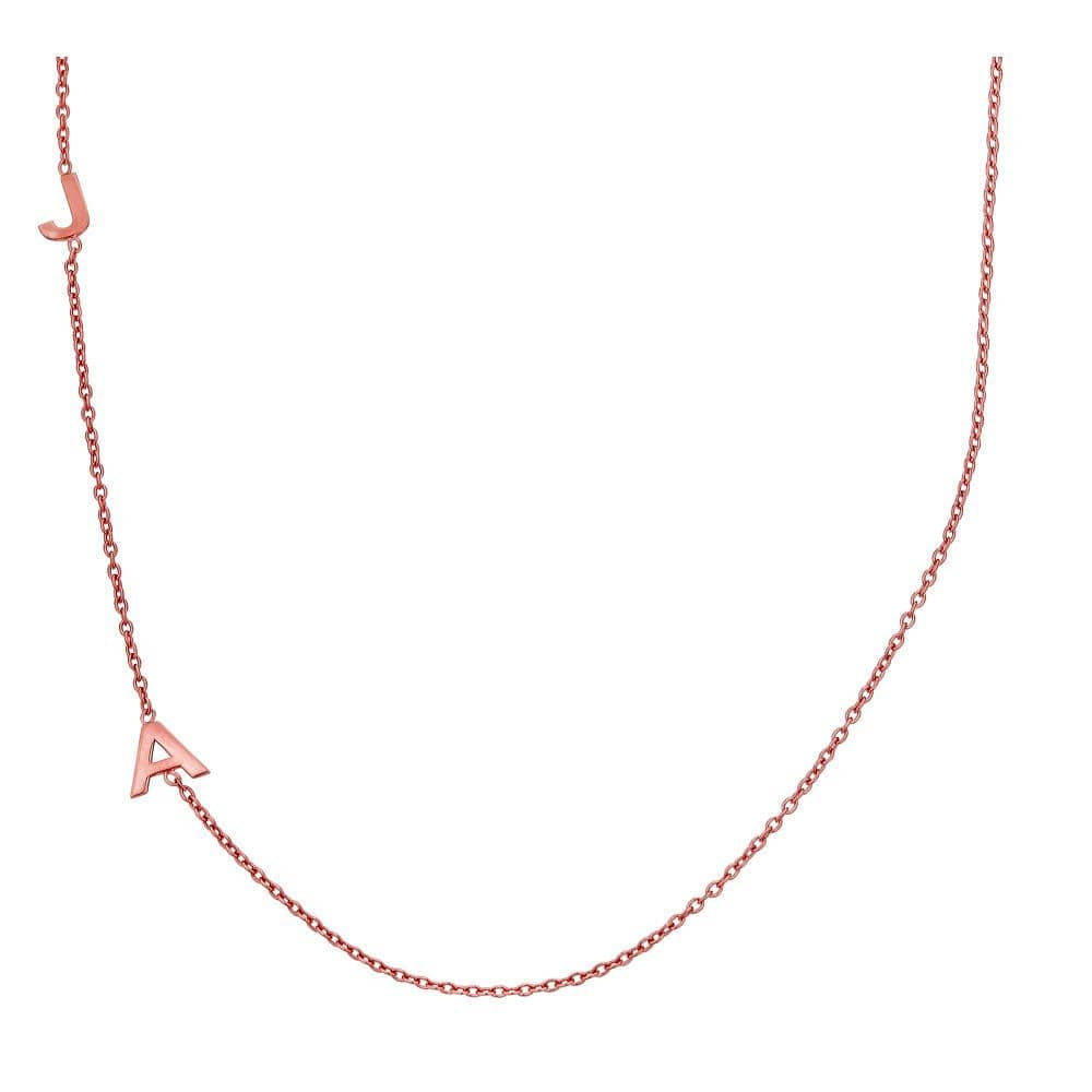 Ari&Lia Trendy 18K Rose Gold Over Silver Vertical Initial Necklace NP90655-RG