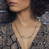 Ari&Lia CURB CHAINS Celebrity Inspired Single High Polish Script Name Necklace With Curb Chain
